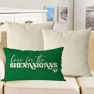 GAGEC St Patricks Day Pillow Covers 12x20 Inch Here for The Shenanigans Throw Pillows Green Home Sofa Decor Pillowcase Happy St. Patrick's Day Pillows Decoration Cushion Cases