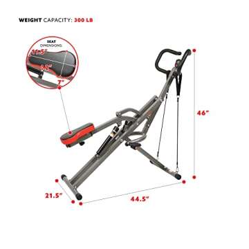 Sunny Health & Fitness Row-N-Ride PRO Squat Machine for Home, Foldable 300 LB Capacity Rower with 12 Level Resistance Rower, Easy Setup Full Body Exercise Equipment Rowing Machine - SF-A020052