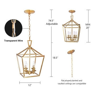 MOTINI 4-Light Gold Lantern Pendant Light - Stylish Design