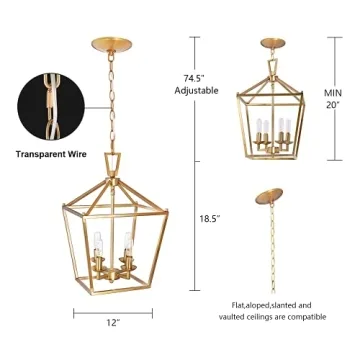 MOTINI 4-Light Gold Lantern Pendant Light - Stylish Design