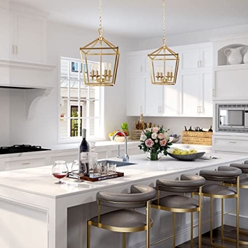 MOTINI 4-Light Gold Lantern Pendant Light - Stylish Design