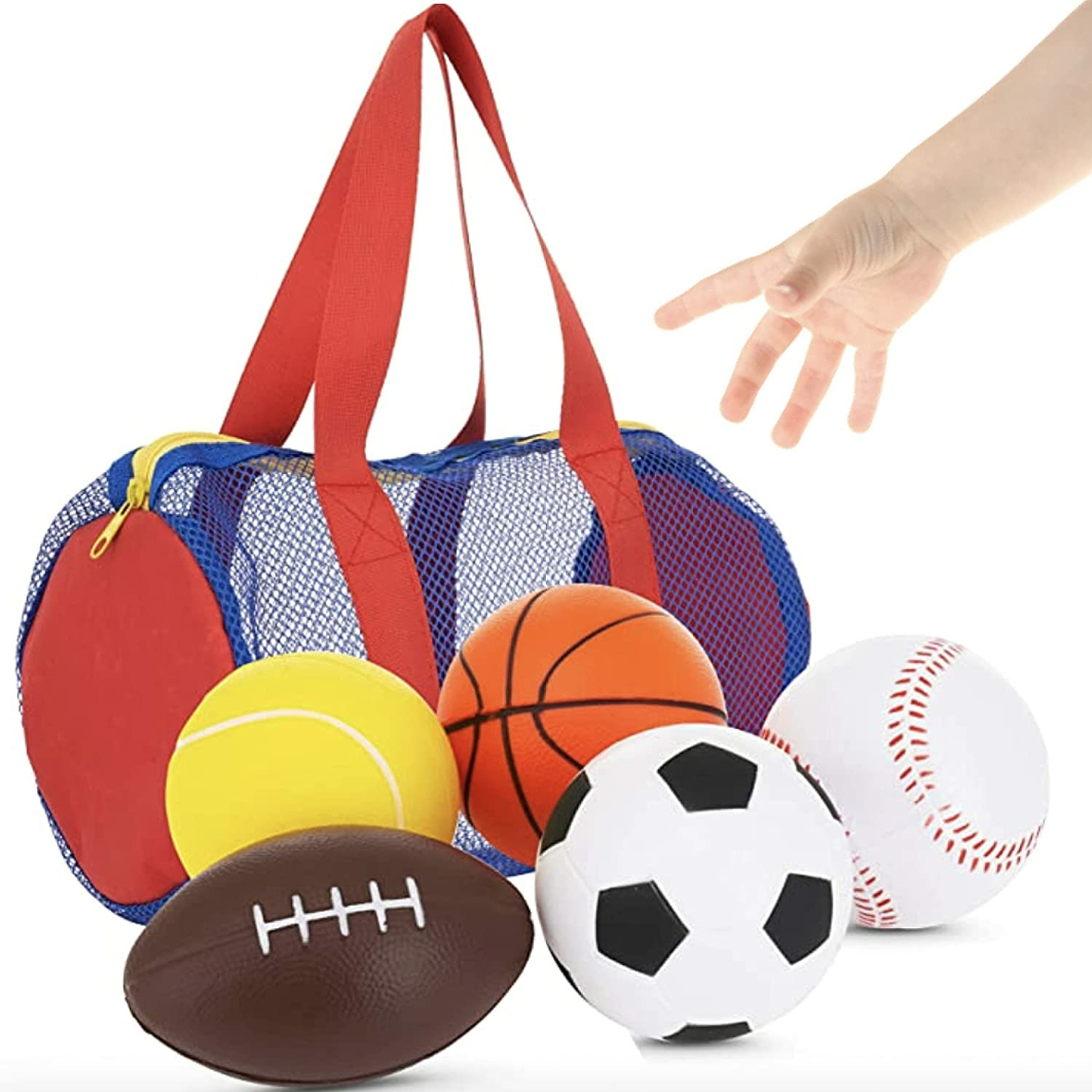 5 Foam Sports Balls for Toddlers with Free Carry Bag