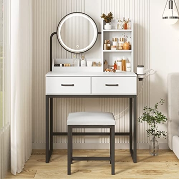 Elegant Makeup Vanity Desk with Adjustable Mirror
