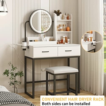 Elegant Makeup Vanity Desk with Adjustable Mirror