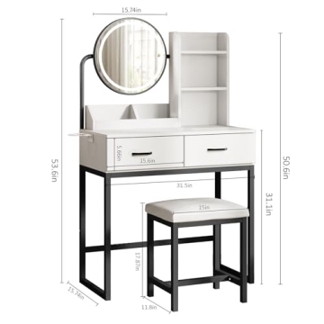 Elegant Makeup Vanity Desk with Adjustable Mirror