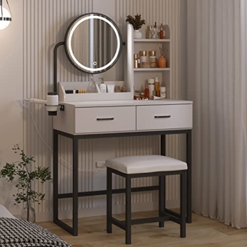 Elegant Makeup Vanity Desk with Adjustable Mirror