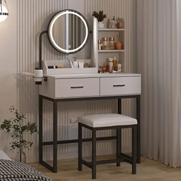 Elegant Makeup Vanity Desk with Adjustable Mirror