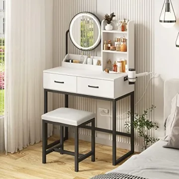 Elegant Makeup Vanity Desk with Adjustable Mirror