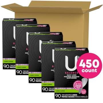 U by Kotex Balance Daily Wrapped Panty Liners - Hypoallergenic Comfort with 450 Count