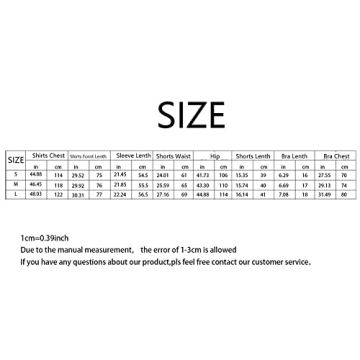 Women's Casual 3 Piece Outfit Set Stripe Long Sleeve Shirt Bra Top Loose Shorts Tracksuit DD941