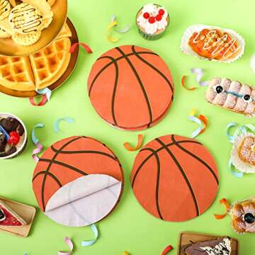 120 Pcs Basketball Party Napkins Basketball Birthday Paper Cocktail Napkins for Sports Themed Party Decorations