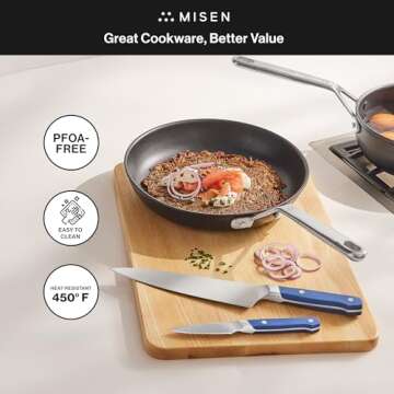 Misen Nonstick Frying Pan Set - 8, 10, 12 Inch Skillets for Cooking Eggs, Omelettes - Induction Ready, Dishwasher Safe, Non Stick Fry Pans - Saute Pans Nonstick - 10 inches