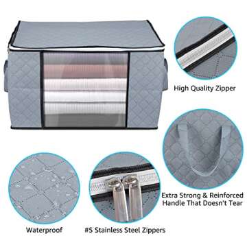 BoxLegend Clothes Storage Bags Under Bed Storage Bags Large Capacity Organizer with Reinforced Handle Thick Fabric Large Clear Window 3PCS,90L