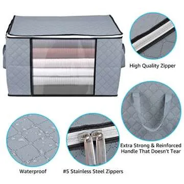 BoxLegend Clothes Storage Bags Under Bed Storage Bags Large Capacity Organizer with Reinforced Handle Thick Fabric Large Clear Window 3PCS,90L