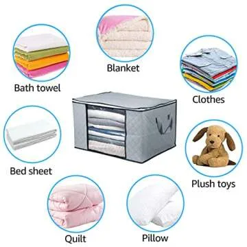 BoxLegend Clothes Storage Bags Under Bed Storage Bags Large Capacity Organizer with Reinforced Handle Thick Fabric Large Clear Window 3PCS,90L