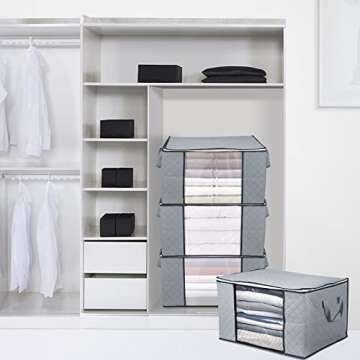 BoxLegend Clothes Storage Bags Under Bed Storage Bags Large Capacity Organizer with Reinforced Handle Thick Fabric Large Clear Window 3PCS,90L