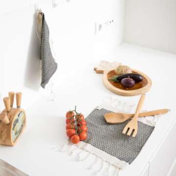 SMYRNA TURKISH COTTON Wash Cloths Pack of 6 | 12"x12" | Versatile Bath Towels for Bathroom, Hotel, SPA, Gym | Soft, Absorbent, Prewashed and Quick Dry Turkish Hand Towels, Dark Gray