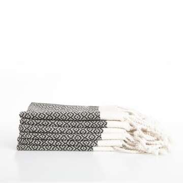 SMYRNA TURKISH COTTON Wash Cloths Pack of 6 | 12"x12" | Versatile Bath Towels for Bathroom, Hotel, SPA, Gym | Soft, Absorbent, Prewashed and Quick Dry Turkish Hand Towels, Dark Gray