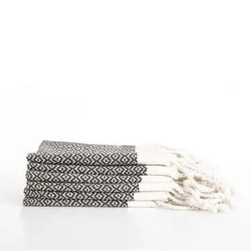 SMYRNA TURKISH COTTON Wash Cloths Pack of 6 | 12"x12" | Versatile Bath Towels for Bathroom, Hotel, SPA, Gym | Soft, Absorbent, Prewashed and Quick Dry Turkish Hand Towels, Dark Gray