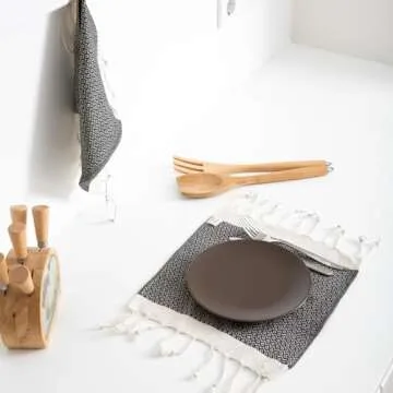 SMYRNA TURKISH COTTON Wash Cloths Pack of 6 | 12"x12" | Versatile Bath Towels for Bathroom, Hotel, SPA, Gym | Soft, Absorbent, Prewashed and Quick Dry Turkish Hand Towels, Dark Gray