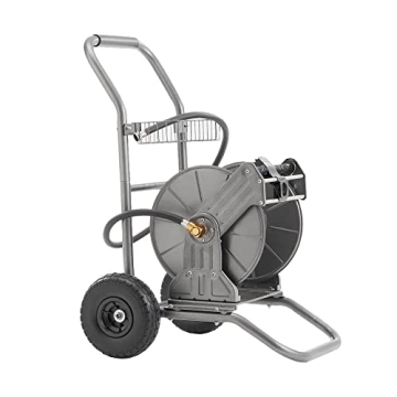 Heavy Duty Giraffe Tools Garden Hose Reel Cart with Wheels for Easy Storage