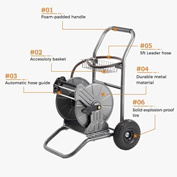 Giraffe Tools Heavy Duty Garden Hose Reel Cart with Wheels
