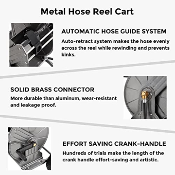 Giraffe Tools Heavy Duty Garden Hose Reel Cart with Wheels