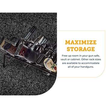 SnapSafe Pistol Rack for Gun Safe, Holds 6 Handguns - Gun Stand for Handgun Storage and Organization, For Pistols and Revolvers - Scratch-Resistant with Non-Slip Feet - Maximize Gun Safe Space