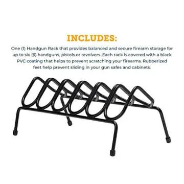 SnapSafe Pistol Rack for Gun Safe, Holds 6 Handguns - Gun Stand for Handgun Storage and Organization, For Pistols and Revolvers - Scratch-Resistant with Non-Slip Feet - Maximize Gun Safe Space