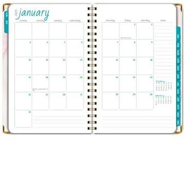 HARDCOVER 2021 Planner: (November 2020 Through December 2021) 5.5x8 Daily Weekly Monthly Planner Yearly Agenda. Bookmark, Pocket Folder and Sticky Note Set (Pink Marble Triangle)