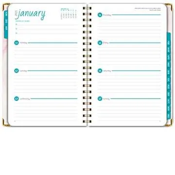 HARDCOVER 2021 Planner: (November 2020 Through December 2021) 5.5x8 Daily Weekly Monthly Planner Yearly Agenda. Bookmark, Pocket Folder and Sticky Note Set (Pink Marble Triangle)