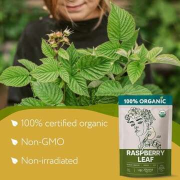 Organic Red Raspberry Leaf Tea – Wild Raspberry Leaves for for Pregnancy, Healthy Cycle, Menstrual...