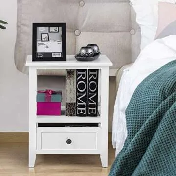 Giantex Nightstand Set of 2 Small End Tables W/Storage Shelf and Wooden Drawer 16"×12"×20" for Living Room Bedroom Bedside Accent Home Furniture Mini Side Table (White)