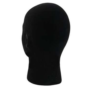 LIAMTU Male Wigs Display Mannequin Head Stand Model HTC Vive VR Headsets Mount Styrofoam Foam Black