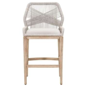 Star International Furniture Woven Loom 30" Fabric Barstool in Taupe Gray