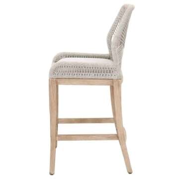 Star International Furniture Woven Loom 30" Fabric Barstool in Taupe Gray