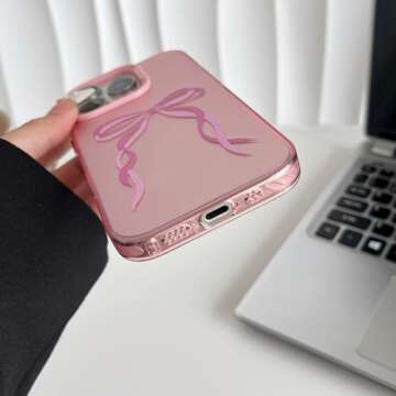 ZTOFERA iPhone 16 Pro Max Pink Ribbon Bow Case