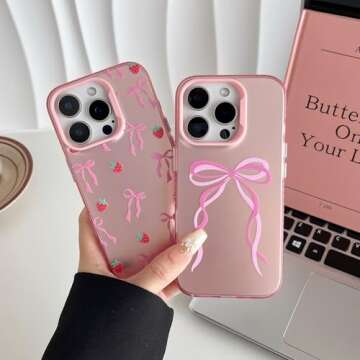 ZTOFERA iPhone 16 Pro Max Pink Ribbon Bow Case
