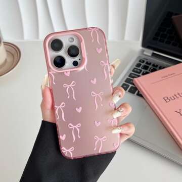 ZTOFERA iPhone 16 Pro Max Pink Ribbon Bow Case