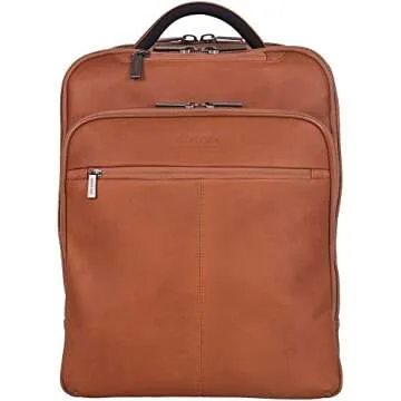 Kenneth Cole REACTION Colombian Leather 16" Manhattan Slim Laptop Travel Backpack, Cognac