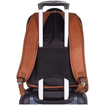 Kenneth Cole REACTION Colombian Leather 16" Manhattan Slim Laptop Travel Backpack, Cognac