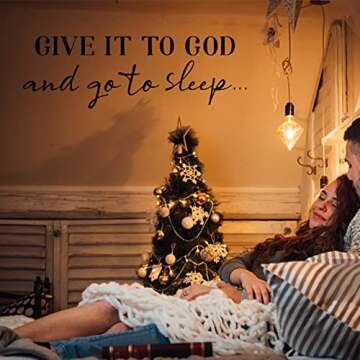 SUPERDANT Wall Decals Give It to God Quotes Wall Stickers Vinyl Wall Decor Art Stickers DIY Saying Wall Art Decal Sticker Home Decoration for Living Room Bedroom Kitchen Black