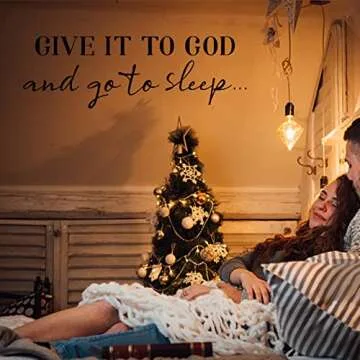 SUPERDANT Wall Decals Give It to God Quotes Wall Stickers Vinyl Wall Decor Art Stickers DIY Saying Wall Art Decal Sticker Home Decoration for Living Room Bedroom Kitchen Black