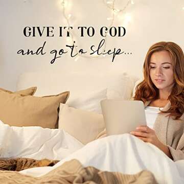 SUPERDANT Wall Decals Give It to God Quotes Wall Stickers Vinyl Wall Decor Art Stickers DIY Saying Wall Art Decal Sticker Home Decoration for Living Room Bedroom Kitchen Black