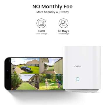 AOSU Security Cameras Outdoor Wireless, 3 Cam-Kit, No Subscription, Solar-Powered, Home Security Cam...