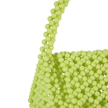 Abvokury YUSHINY Candy Color Acrylic Beaded Hollow Handbag Evening Clutch Triangle Bag for Wedding Party (Yellow-Green)