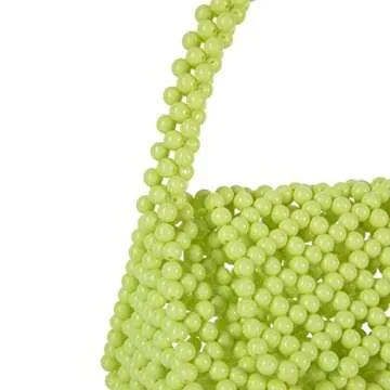 Abvokury YUSHINY Candy Color Acrylic Beaded Hollow Handbag Evening Clutch Triangle Bag for Wedding Party (Yellow-Green)