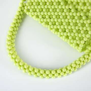 Abvokury YUSHINY Candy Color Acrylic Beaded Hollow Handbag Evening Clutch Triangle Bag for Wedding Party (Yellow-Green)