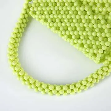 Abvokury YUSHINY Candy Color Acrylic Beaded Hollow Handbag Evening Clutch Triangle Bag for Wedding Party (Yellow-Green)