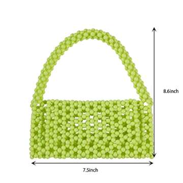 Abvokury YUSHINY Candy Color Acrylic Beaded Hollow Handbag Evening Clutch Triangle Bag for Wedding Party (Yellow-Green)